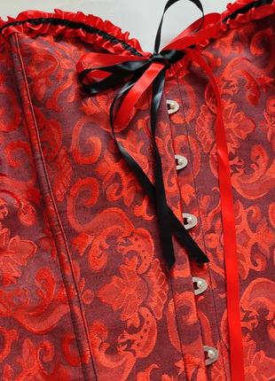 Готика корсет червоний чорний готичний мулен руж moulin rouge жіночий транс трансдіва трансвестит7 фото