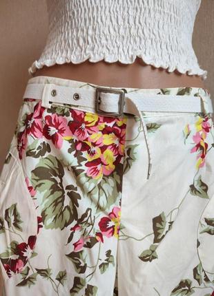 Винтажная юбка хлопок в принт цветы на ремешке с карманами ted baker4 фото