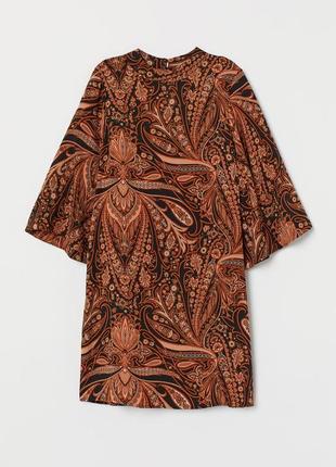 Платье а-силуэта терракотового цвета в принт h&m1 фото