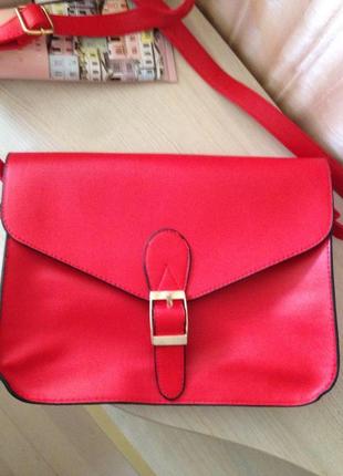 Брендовая красная сумка с длинной ручкой natalie andersen2 фото