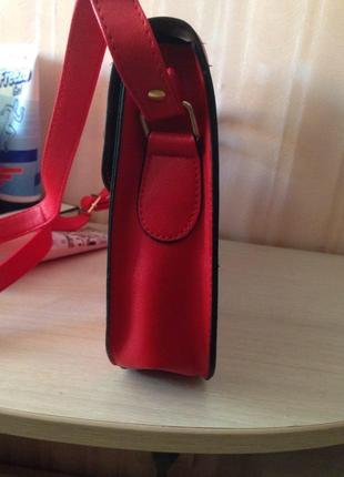 Брендовая красная сумка с длинной ручкой natalie andersen5 фото