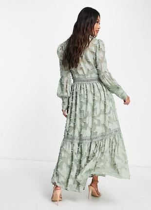 Платье макси цвета хаки с кружевными вставками и пуговицами asos design2 фото
