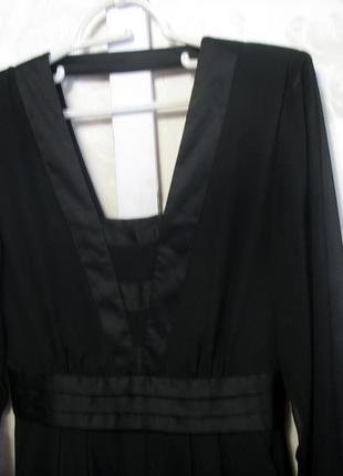 Черное платье с прозрачными шифоновыми рукавами и атласными вставками warehouse4 фото