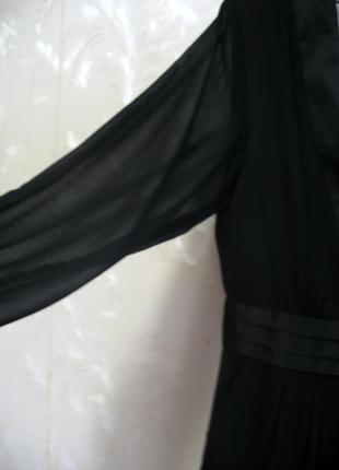 Черное платье с прозрачными шифоновыми рукавами и атласными вставками warehouse5 фото