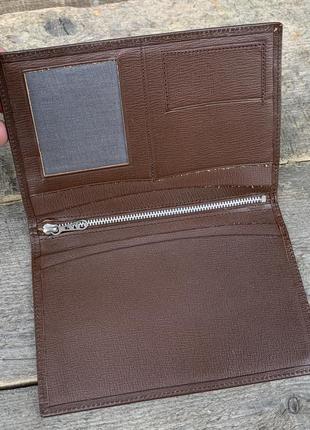 Кожаный кошелек портмоне мужское тонкое коричневое кашеликий мужской4 фото