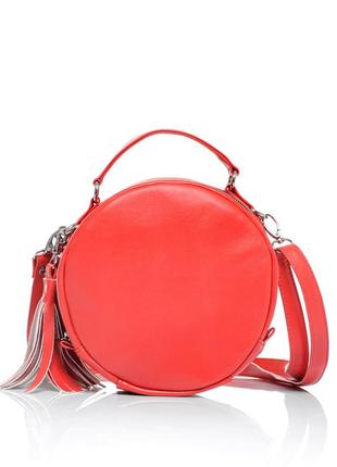 Женская круглая сумка sambag bale красная1 фото