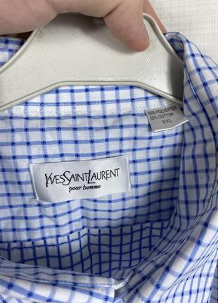 Yves saint laurent ysl вінтажна сорочка рубашка оверсайз в клітинку з карманом гавайка uq cos th vintage logo лого базова6 фото