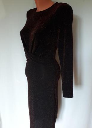 Вечернее платье с металлической бронзовой нитью  primark ( размер 34-36)3 фото