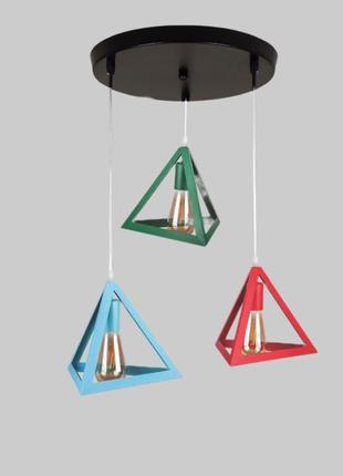 Разноцветная люстра с пирамидами (56-pr220f-3 bk+blrdgr)