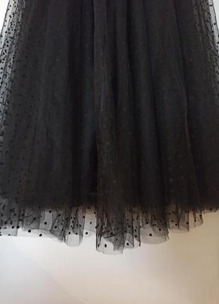 Гламурна довга чорна в горох вечірня сукня плаття фатин8 фото