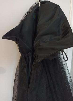 Гламурна довга чорна в горох вечірня сукня плаття фатин9 фото