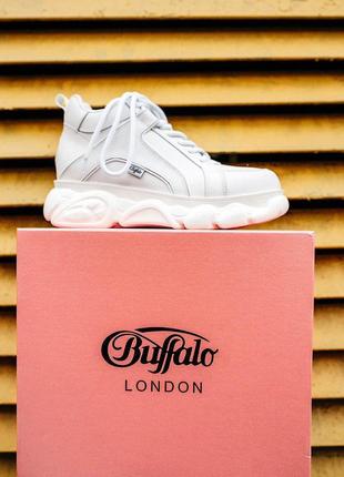 Жіночі шкіряні кросівки на платформі buffalo "white" 😍 (весна/ літо/ осінь)