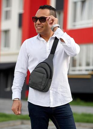 Мужская сумка слинг через плечо sambag brooklyn графитовая5 фото