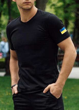 Футболка мужская черная с флагом украины 🇺🇦