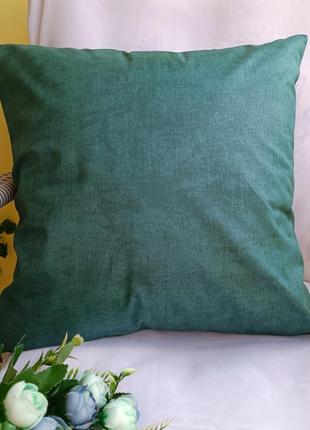 Наволочка 35*35 см изумрудный зелёный с хлопка для постели