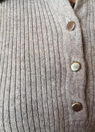 Шерстяной базовый серый джемпер поло в рубчик лапша damart7 фото