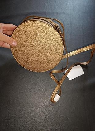 Жіноча кругла шкіряна сумка-таблетка