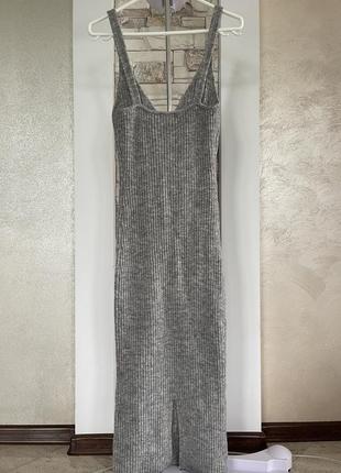 Приталене плаття міді в рубчик з v-подібним вирізом h&m5 фото