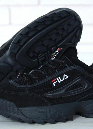 Зимние женские кроссовки fila disruptor ii "black"3 фото