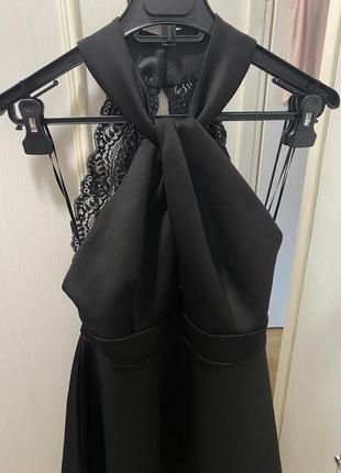Платье черное с открытой спиной платье с декольте короткое черное платье6 фото