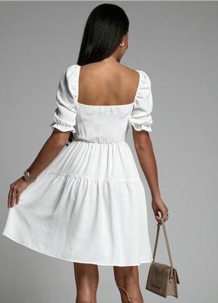 Короткое платье мини платье с короткими рукавами на резинках белая черная синяя бежевая красная2 фото