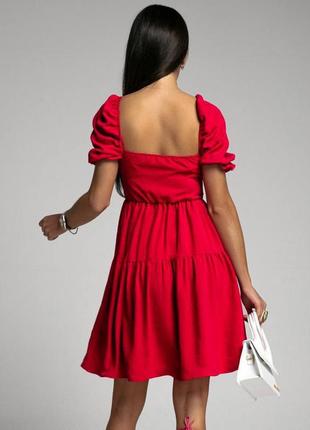 Коротке плаття міні сукня з короткими рукавами на резинках біла чорна синя бежева червона2 фото