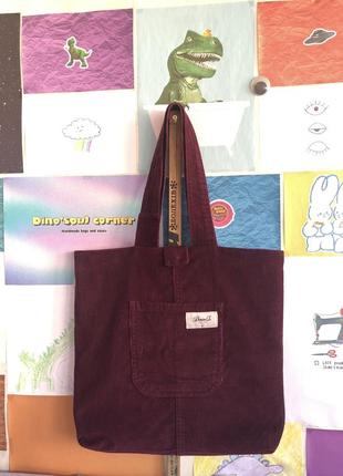 Оригинальная вельветовая эко сумка , шоппер для покупок ручной работы1 фото