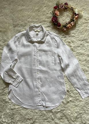 Лляна біла сорочка h&m