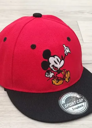 Кепка дитяча снепбек (snapback) в стилі hello mickey (міккі) червоний з чорним 50-54р (3220)