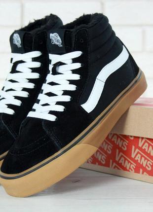 Кеды vans sk8 - hi. winter edition black gum, зимние вансы с мехом