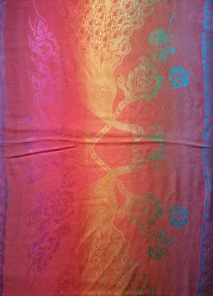 Двосторонній шарф,палантин, пашмина, шаль "павичі",183х70 див.6 фото