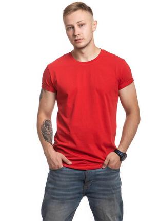 Чоловіча футболка червона, футболка класична oversize, футболка літня, футболка з коротким рукавом, стильна чоловіча футболка