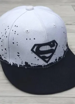 Кепка детская снепбек (snapback) бело-черный супермен superman 50-54р (2236)