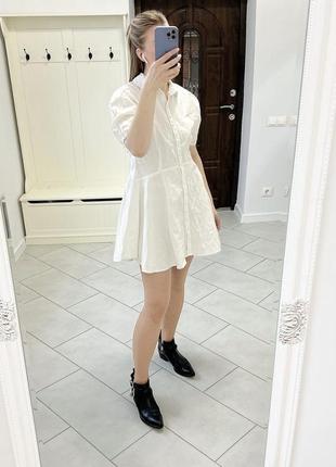Платье-рубашка missguided на пуговицах длина: 89 см размер: m цвет: черный, белый с биркой   💸 700 грн 🤍4 фото