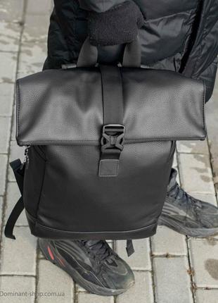Черный городской рюкзак rolltop barrel из эко кожи молодежный для путешествий роллтоп на 20 - 25 л4 фото
