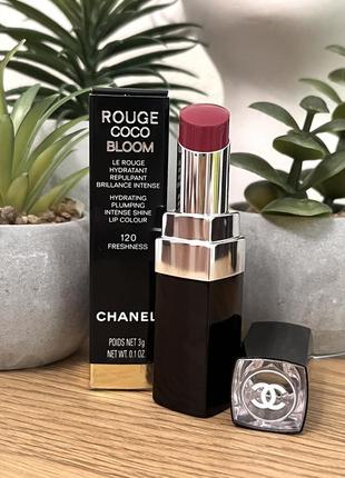 Оригінал chanel rouge coco bloom зволожувальна помада для губ 120 freshness оригинал увлажняющая помада