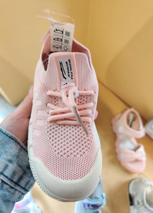 Текстильні кросівки для дівчинки рожеві 27-32 детские кроссовки для девочки летние деми paliament8 фото