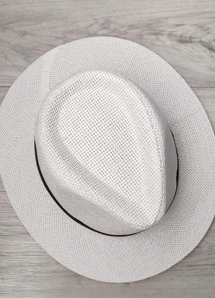 Летняя шляпа федора коричневая с черной лентой (949)6 фото