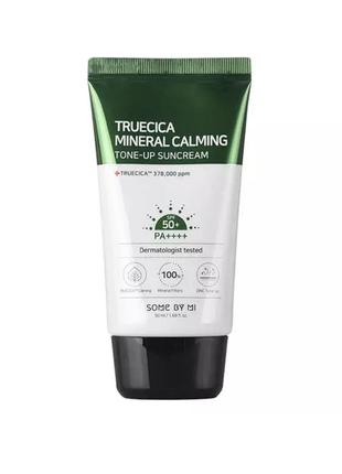 Заспокійливий сонцезахисний крем some by mi truecica mineral calming tone-up suncream spf50 +/pa++++ - 50ml