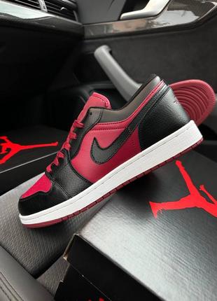 Nike air jordan 1 low black wine white, чоловічі кросівки найк джордан низькі, кроссовки мужские джордан 1