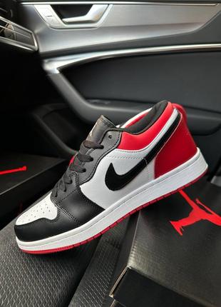 Nike air jordan 1 retro low black white red, чоловічі кросівки найк джордан 1 низькі, мужские кроссовки джордан найк демисезонные2 фото