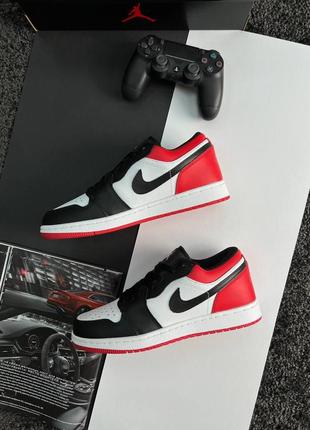 Nike air jordan 1 retro low black white red, чоловічі кросівки найк джордан 1 низькі, мужские кроссовки джордан найк демисезонные10 фото