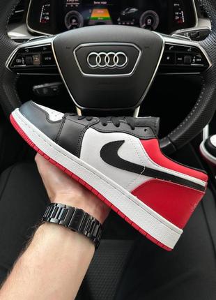 Nike air jordan 1 retro low black white red, чоловічі кросівки найк джордан 1 низькі, мужские кроссовки джордан найк демисезонные8 фото