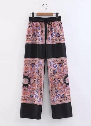 Сатиновые брюки палацо штани zara