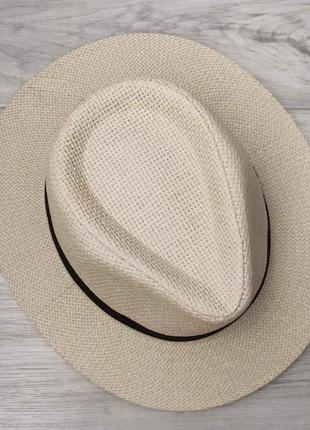Летняя шляпа федора  белая с черной лентой (949)8 фото