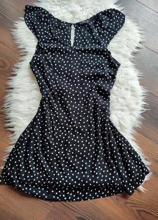 Платье в горошек черная летняя вискоза