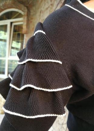 Трендовий сукню з рюшами воланами відкритими плечима міді трикотаж трикотажне коттон3 фото