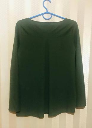 Базовая блуза свободного кроя оливкового цвета от massimo dutti3 фото