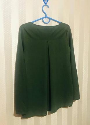 Базовая блуза свободного кроя оливкового цвета от massimo dutti4 фото
