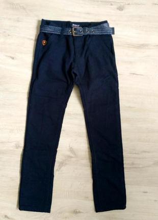 Новые зимние котоновые брюки 134 р. синие для мальчиков на флисе. 134, 164 рр1 фото